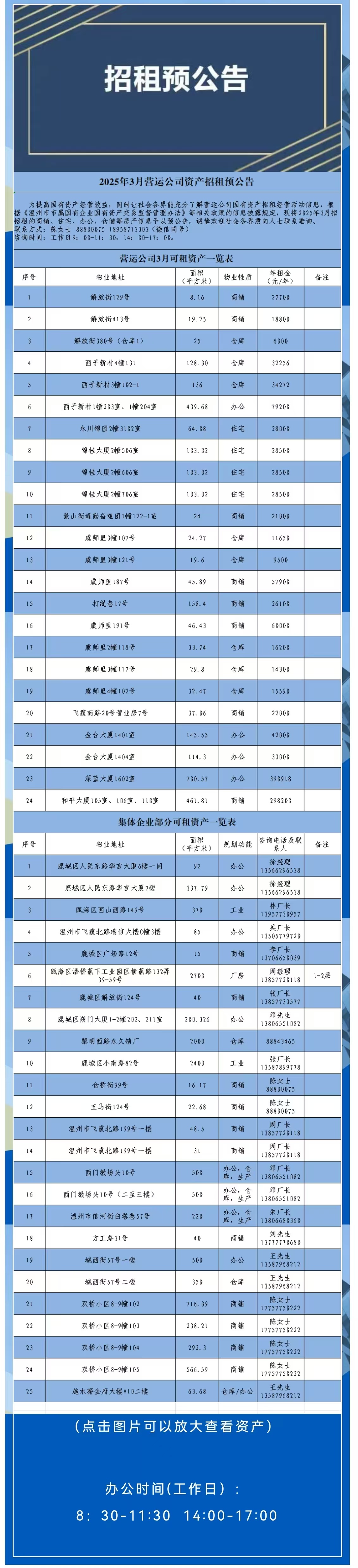 資產(chǎn)公告丨2025年3月營運公司資產(chǎn)招租預(yù)公告